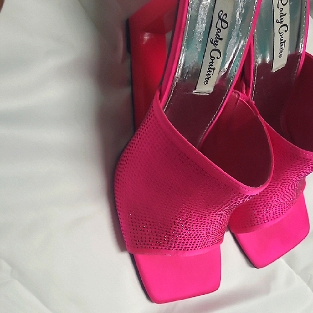 Pink Textured Heels with Swarowski Crystals Brand New